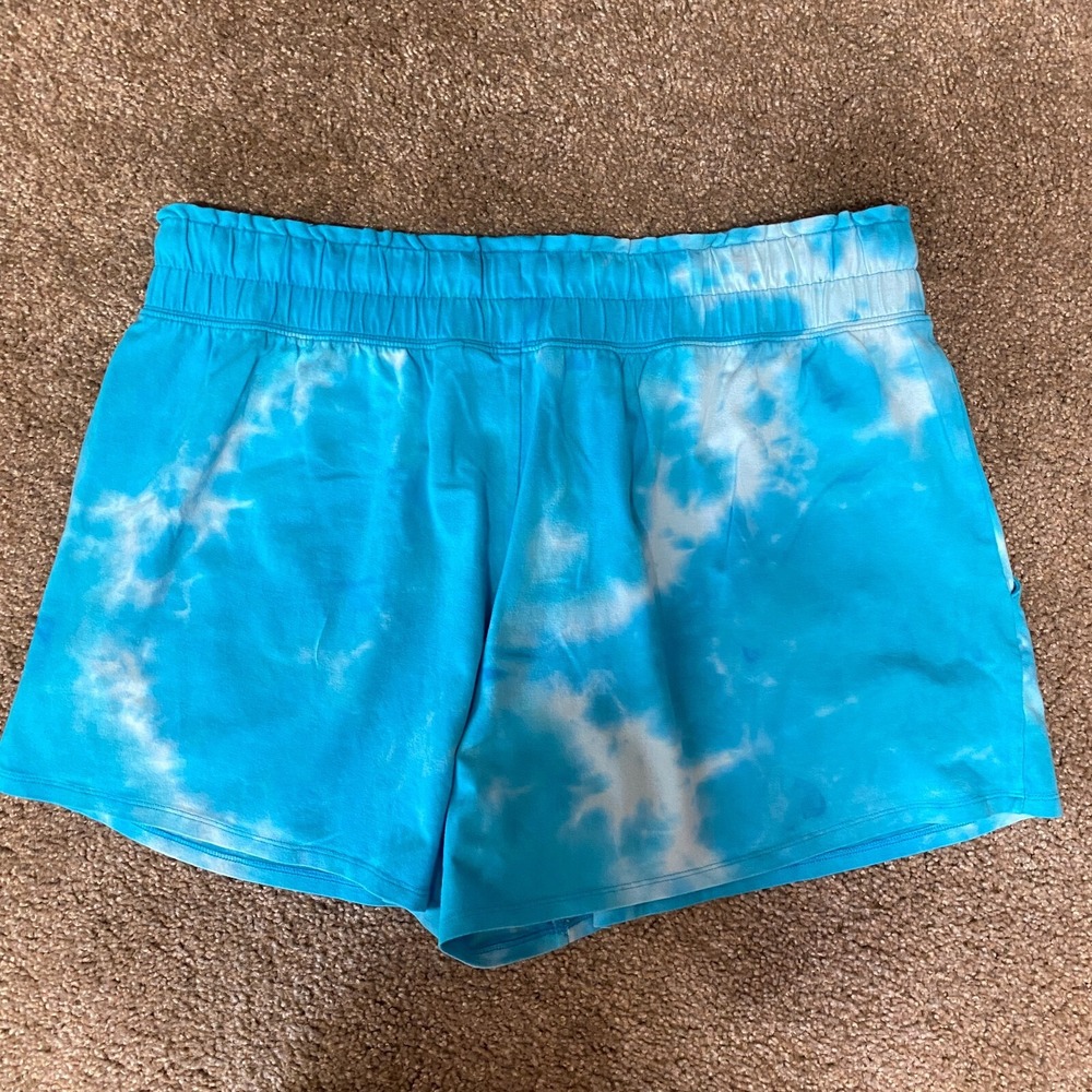 Earth Yoga Shorts Sustainable Organic Women's 2XL Sky Blue Tie Dye Elastic Waist